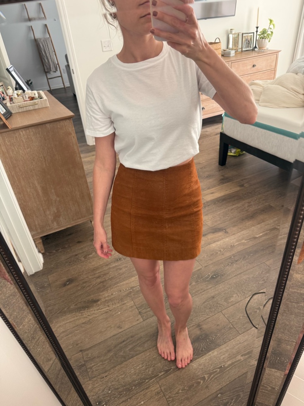 SOLD Free people leather Mini Skirt in Rust